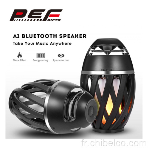 Haut-parleur Bluetooth extérieur avec lumière LED à effet de flamme